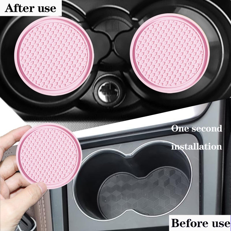 Sodcay 4 PCS Car Cup Holder Inserts  Anti Slip PVC Honeycomb Waterproof Fixed Tea Coasters  Universal for Vehicle Interior Cup Mats (Pink) - Image 3